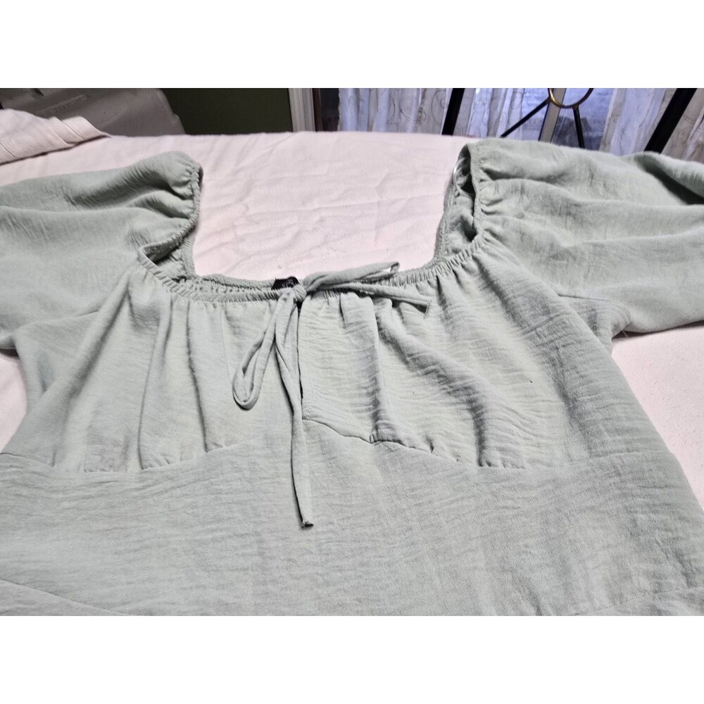 DRESS Streetwear Society L.  Dress Casual Short Puff Sleeve Mint Green - Picture 4 of 16